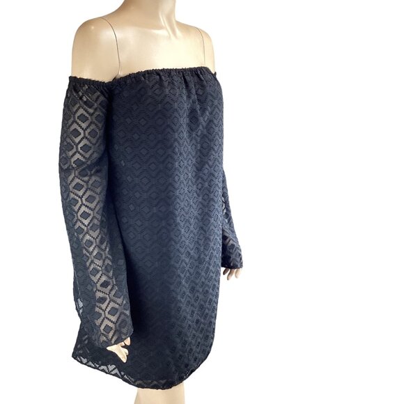 Buddy Love Black Off-The-Shoulder‎ Dress Size Medium Long Sleeves - Picture 2 of 8